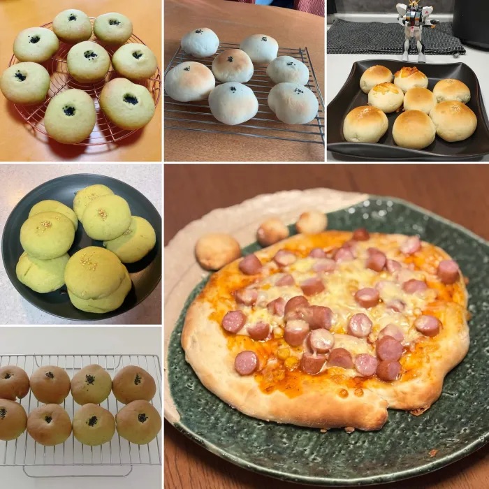 aini school 手作りパン 抹茶あんパン ピザ アレンジ 完成品